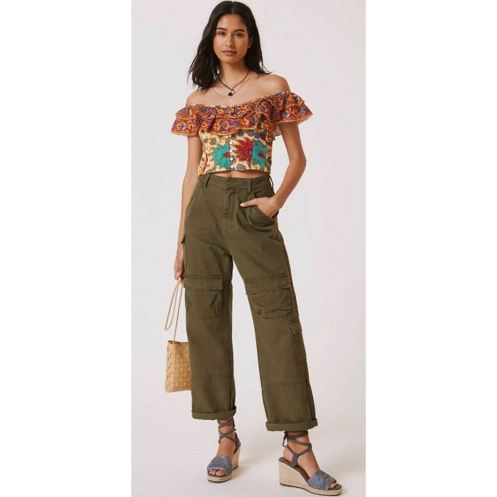 Anthropologie Love The Label Crop Top Women Ava Floral Boho Vacay Size Small NWT